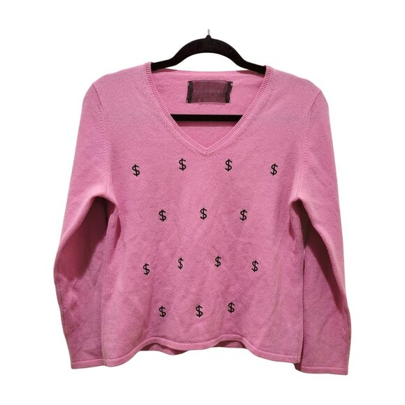 Reformation pink v-neck Sweater Embroidered Soft Material XS/S - Picture 2 of 6